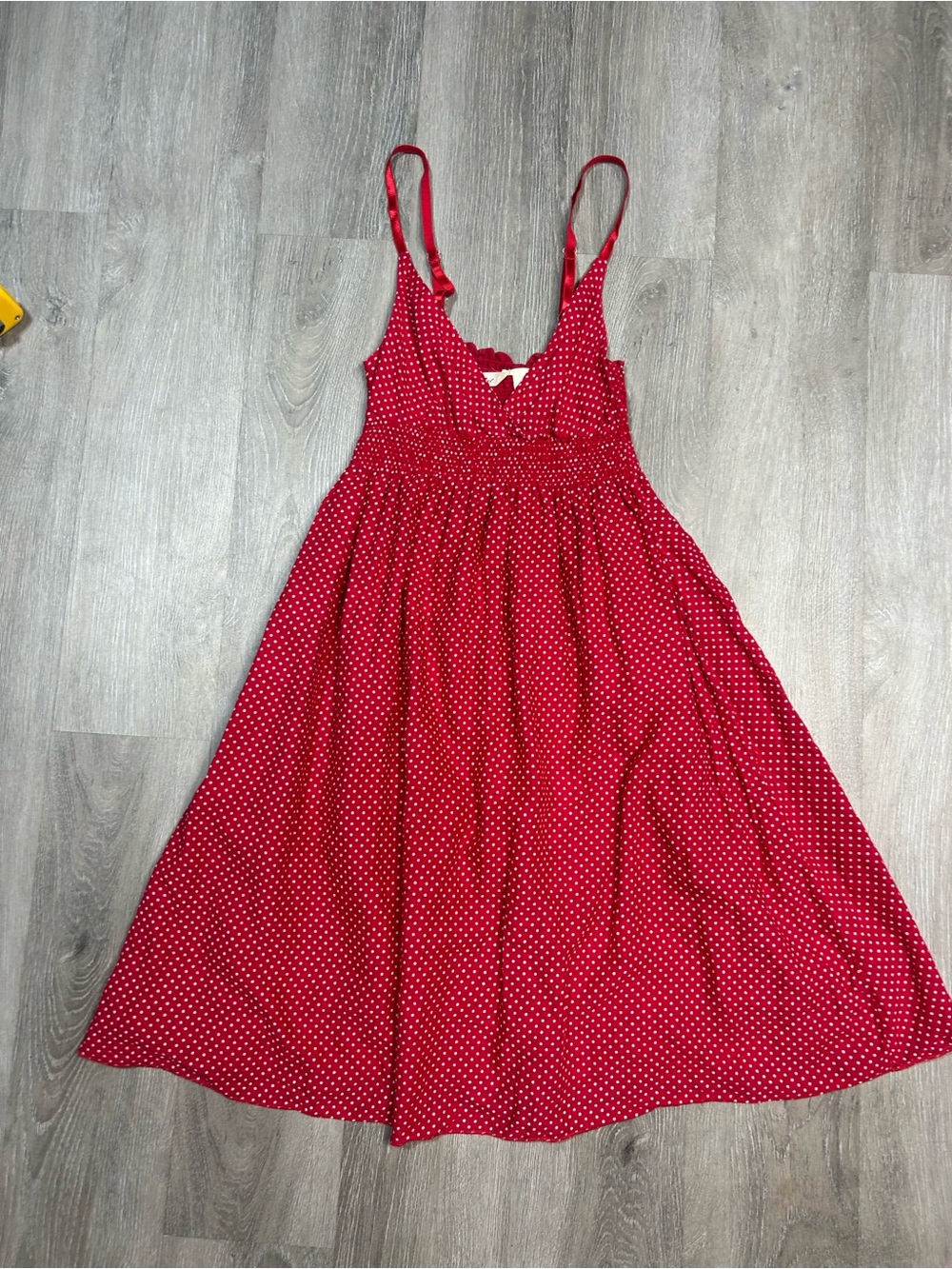 Red and white polka dot baby doll dress Sz S